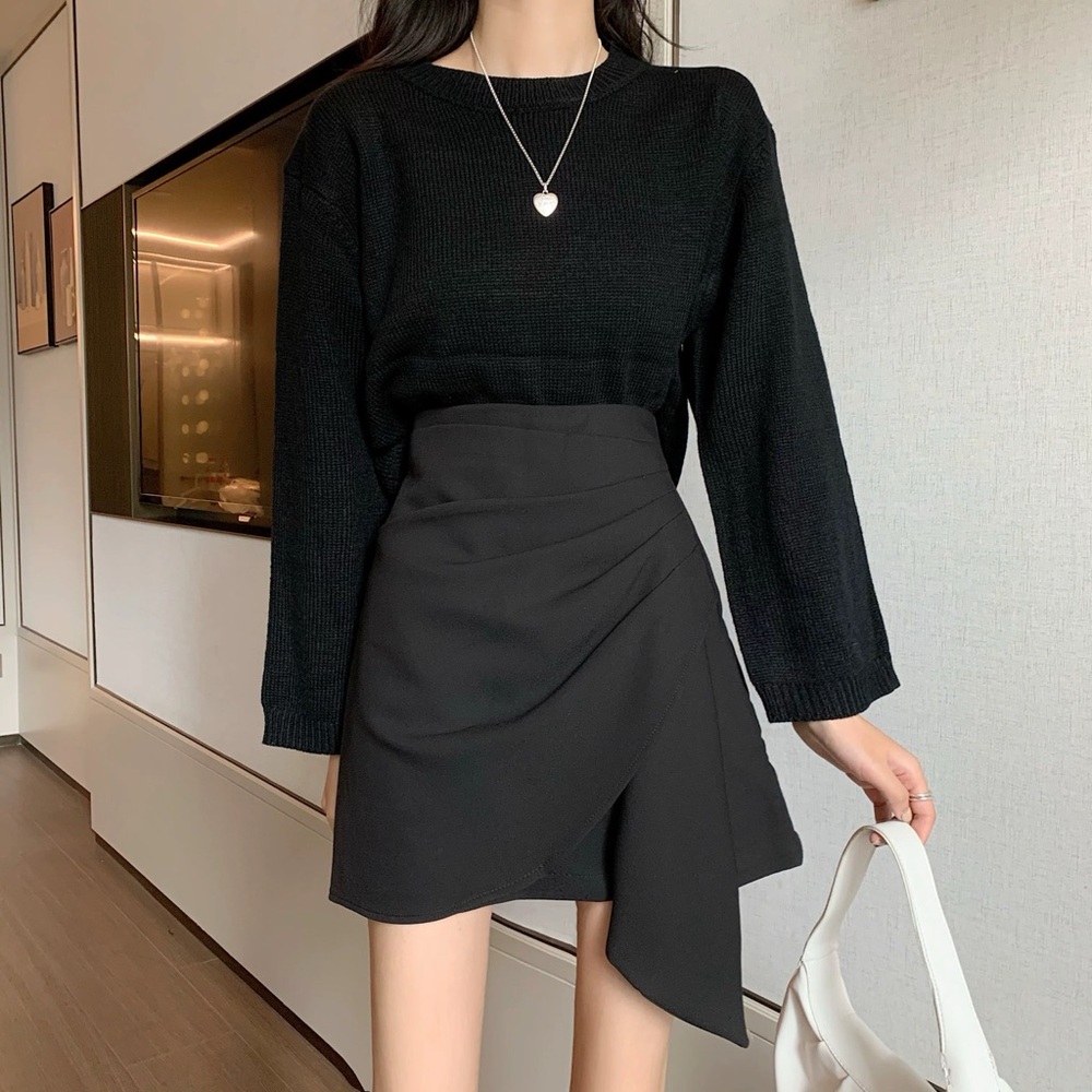 Elegant Black Wrap Skirt